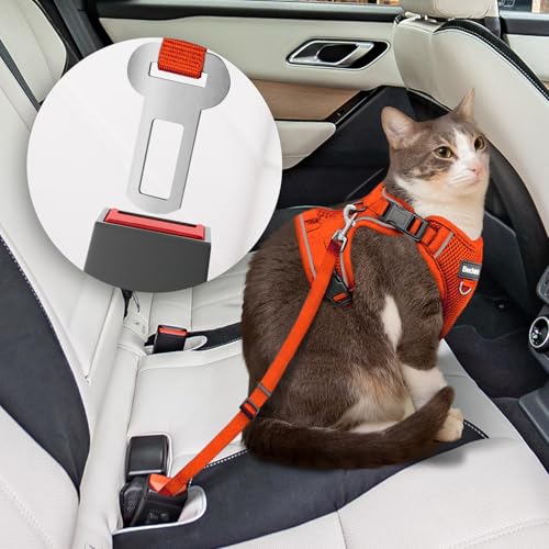 Cat Harness and Leash for Walking, Three in One Adjustable Breathable Harness for Cats, Easy to Control Reflective Escape Proof, Cat Products, Orange, S - Image 3