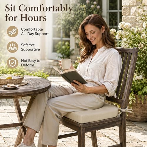 Coussin de chaise extérieur imperméable orange 43x43x8cm en mousse - 3
