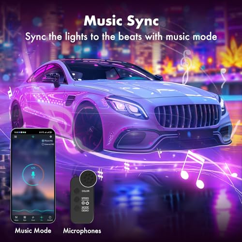 Orahon CARLIGHT001 Car Led Lights,Smart App Control,Rgb Inside Car Lights Diy Dynamic Color Music Mode 4Pcs Strip Lights thumb #5