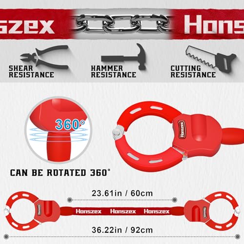 Honszex Scooter Lock, Bike Locks, 36.22inch Handcuff Lock High Security with Keys, Heavy Duty Locks Anti Theft - Image 4