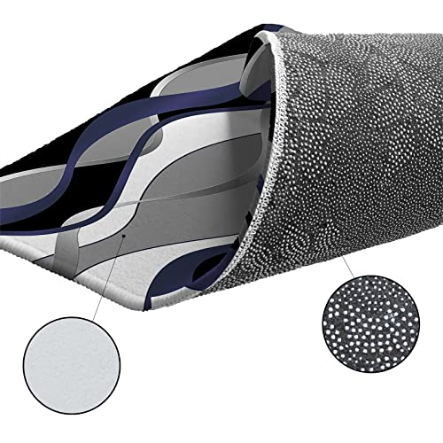 Navy Blue Black Grey Area Rug For Bed Room, 2'7" X 5' Indoor Accent Rugs Non-Skid Kitchen Runner, White Moire Geometric Abstract Art Bathroom Rugs Floor Mats Washable Throw Carpet For Living Room #TOP6