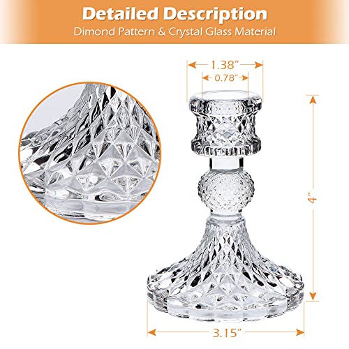 Darjen DIMOND PATTERN Candlestick Holders Set,12Pcs 4 Inch H Taper Candle Holders Bulk, Clear Glass Candle Holders thumb #5