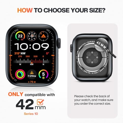 Image of VEMIGON Waterproof Case for Apple Watch Series 11 /10 42mm with Tempered Glass Screen Protector, Full Coverage Hard PC Bumper Back Frame, Protective Cover for iWatch - (S11 /S10-42mm Clear)