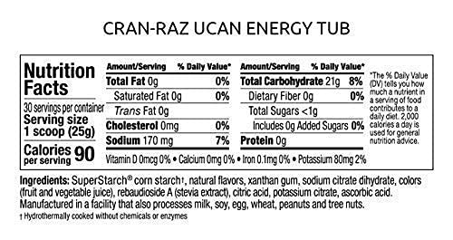 Ucan Energy Powder, Cran-Raz, Keto, Sugar-Free Pre & Post Workout For Men & Women, Non-Gmo, Vegan, Gluten-Free, Great For Runners, Gym-Goers And High Performance Athletes | 30 Servings (26.5 Ounces) #TOP6