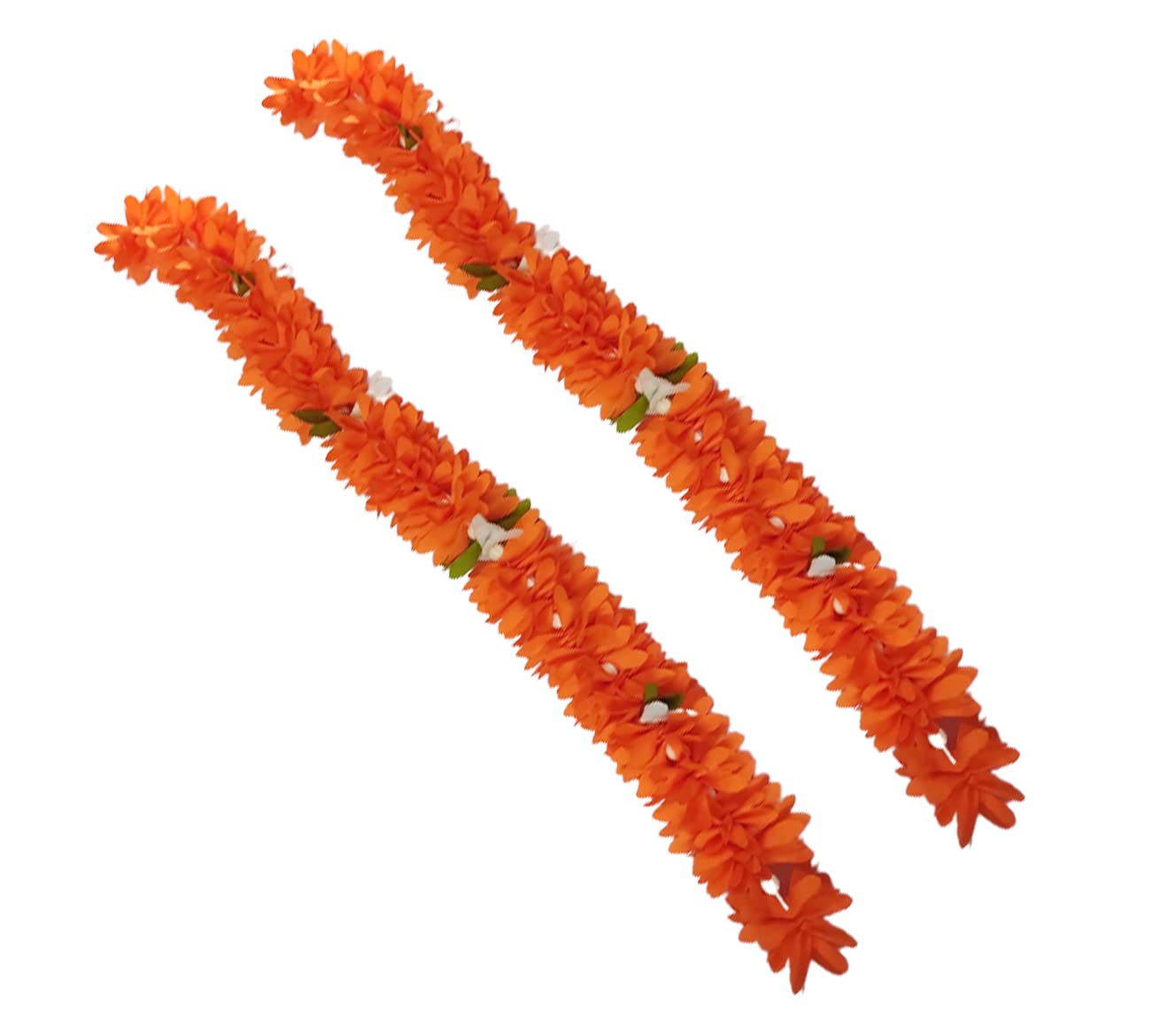 Gozby WellPoint Artificial Jasmine Gajra Hair Bun Accessories for Women | White & Orange Floral Garland | Pack of 2 Bridal Wedding Hair Jewelry 4