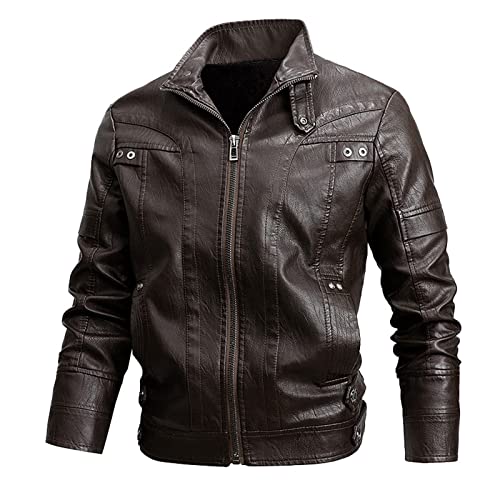 Manteau épais homme en cuir pour l'hiver veste décontractée chaude de mi-saison confortable