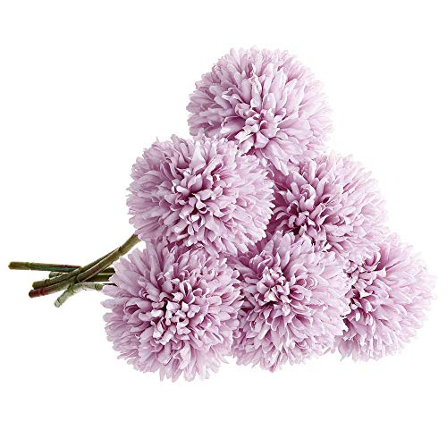 Lanyifang 6pcs Flores Artificiales Dientes de Leon Flores Falsas Ramo Falso Decoracion Floral para Ramo de Boda Nupcial Decoración de Boda de Fiesta de Jardín (Púrpura)