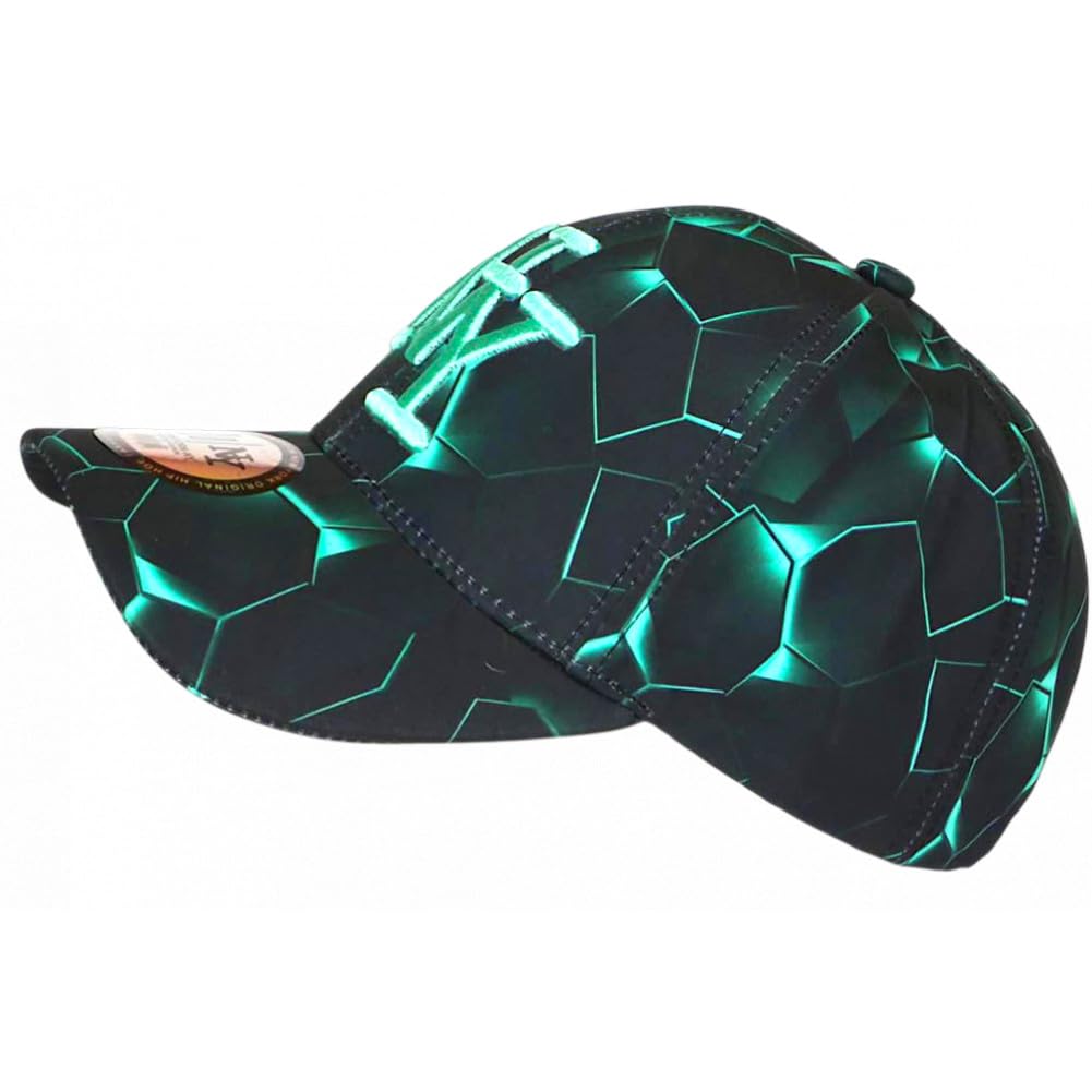 Hip Hop Honour Casquette Enfant NY Turquoise Motif Géométrique Noir Streetwear 7 à 12 Ans Garçon Fille