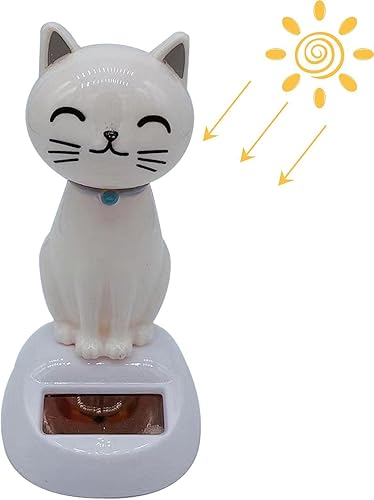 Miniatura 24 de Solar Cat Bobble Head - Juguete para gatos bailando con energía solar para tablero o escritorio gris