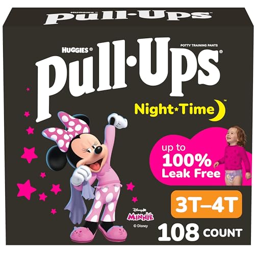 Pull-Ups Girls Night-Time Potty Training Pants Size 3T-4T Overnight Training Underwear (32-40 lbs) 108 Ct