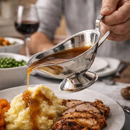 Premier Housewares Stainless Steel Gravy Boat | Vintage Charm with Modern Durability | 230 ml Pouring Jug with Easy-Grip Handle for Gravy and Dressing - Image 5