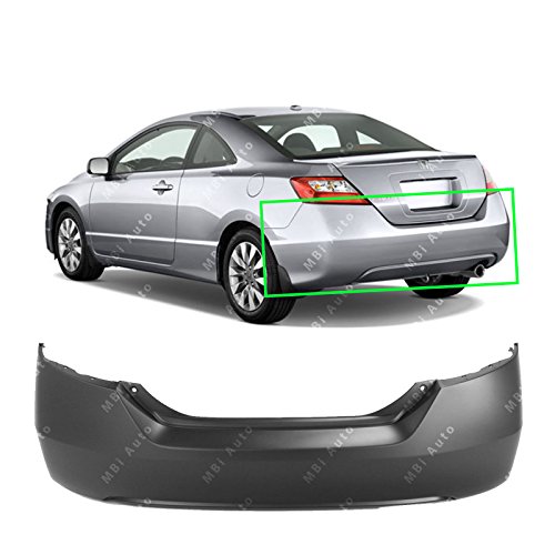MBI AUTO - Primered, Rear Bumper Cover Replacement for 2006-2011 Honda Civic Coupe 2-Door 06-11, HO1100234