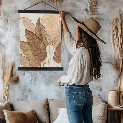 Image of Artmag Magnetic Poster Hanger Frame, 23x35 23x34 23x23 Light Wood Wooden Magnet Canvas Artwork Print Poster Hangers Frames Hanging Kit (Black, 23 inch)