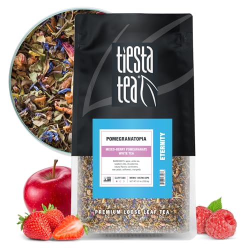 Image of Tiesta Tea Pomegranatopia - Premium Loose Leaf Mixed-Berry Pomegranate White Tea | Low-Caffeine Blend | Hot & Iced | 8oz Resealable Pouch | Brews Up to 200 Cups