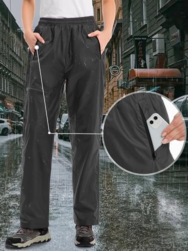 Yenwits Regenhose Damen Wasserdicht Atmungsaktiv Leicht Fahrrad Überziehhose Winddicht Wanderhose Outdoor Trekkinghose Arbeitshose(2090,Schwarz,XXL)