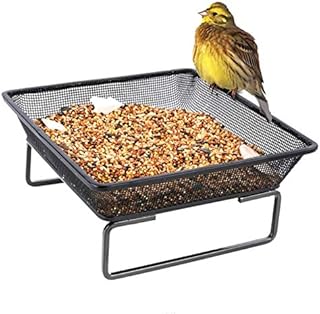 WOSIBO Platform Ground Bird Feeder Tray, Metal Mesh Seed Tray for Ground Dove Birds or Squirrels Outdoor Garden Decoration 2