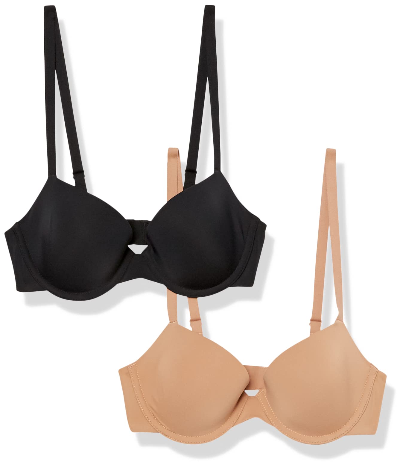 Amazon Essentials Women's Demi Cup Microfiber Bra with Adjustable Straps - Discontinued Colors, Pack of 2