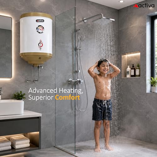 Image of ACTIVA 15L Storage Water Heater | 2kW BEE 5-Star Geyser | SS Tank with Anti-Rust Coating | Temperature Meter | Adjustable Thermostat | Auto Cut-Off Safety | Free Installation Kit | 2-Year Warranty