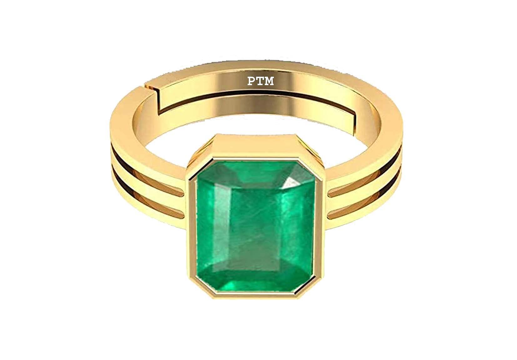 PTM Natural Emerald/Panna 8.25 Ratti or 7.5 Carat Astrological Certified Gemstone/Square Shape Panchdhatu/5 Metals Gold Plated Adjustable Ring for Women - nfba6825 (B09B4Y75KC) Amazon Price History, Amazon Price Tracker