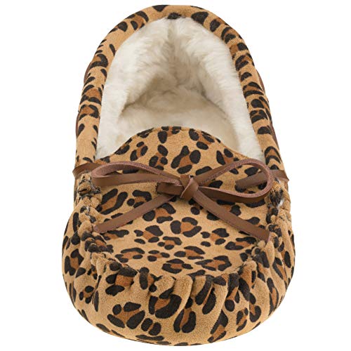 CLOVERLAY Women's Moccasin Faux Fur Suede Moccasins Comfy Soft Indoor Outdoor Slippers Flat Loafer Moccasin3