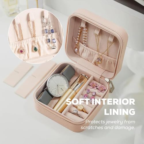 Image of Nibbler Pack of 2 Square Travel Jewellery Box for Women, Travel Earrings Organiser Box, Portable Jewellery Box Organisers for Rings, Earrings, Bracelets, Necklaces Decorative boxes