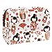 Borsa da trucco portatile con cerniera da viaggio borsa da toilette per le donne Handy Storage Cosmetic Pouch giapponese buona fortuna bambola