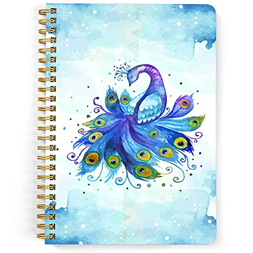 Drapvision Ornate Notebook | Golden Metal WireO | Fountain Pen Super-Friendly | Zero Bleed, Zero Bloat | 120 Pages, 110 GSM Paper | Design: Dreaming Peacock | A4 Unruled