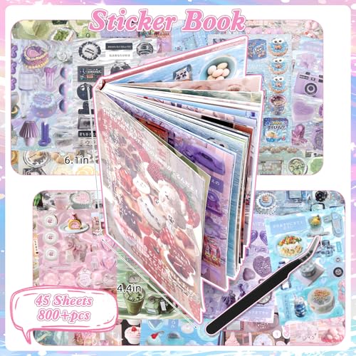 Image of 800Pcs Cute Scrapbook Stickers Travel Y2k Japanese Sticker Book for Adult Kawaii Korean Stickers for Journaling Heisei Retro Aesthetic Sticker Manga Style Decor for DIY Craft Junk Journal Gifts Memory