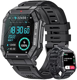 Smart Watch for Men,1.85" Touch Screen Bluetooth Call Sport Watches with Blood Pressure,Heart Rate Monitor, SpO2, Fitness Watch with 5ATM Waterproof,24 Sports Modes Outdoor Smartwatch for Android iOS