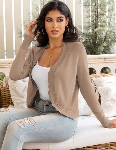 Image of OmicGot Women's Long Sleeve Cardigan Sweaters Open Front Cropped Bolero Shrugs for Dresses S-XL