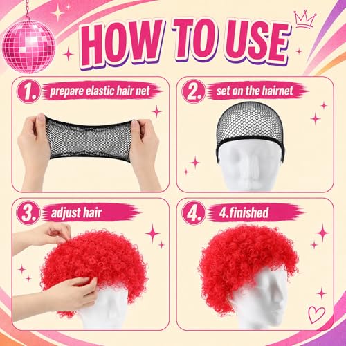 Image of Wesiti 24 Pcs 6 Sets Wigs Tutus Glasses for Women Costume,Neon,Mix