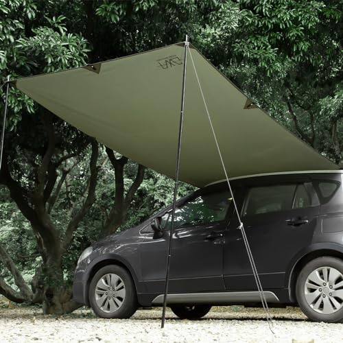 FEIWOOD GEAR Portable Car Awning for SUV, Vehicle Awning for Camping Van Truck, Needn't Roof Rack Hardwares Waterproof UV50+