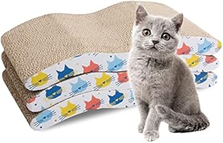 Pet Prime 3 Pcs Cat Scratcher Pad Cardboard Scrathcers with Catnip Recycle Corrugated Scratching Pad Reversible Replacement Scratcher Pad Cat Lounge Sofa Bed (Wave Shape Cat Scratch Pad)