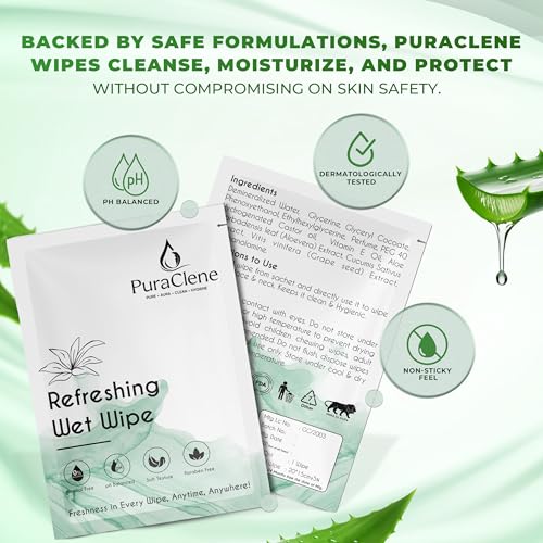Image of Refreshing Jasmine Wet Wipes for Men & Women, 50 Soft Wipes (Pack of 1) | Alcohol-Free, Paraben-Free, pH Balanced, Dermatologically Tested | Enriched with Aloe Vera & Vitamin E | Travel-Friendly & Gentle Cleansing | Christmas Gift Idea