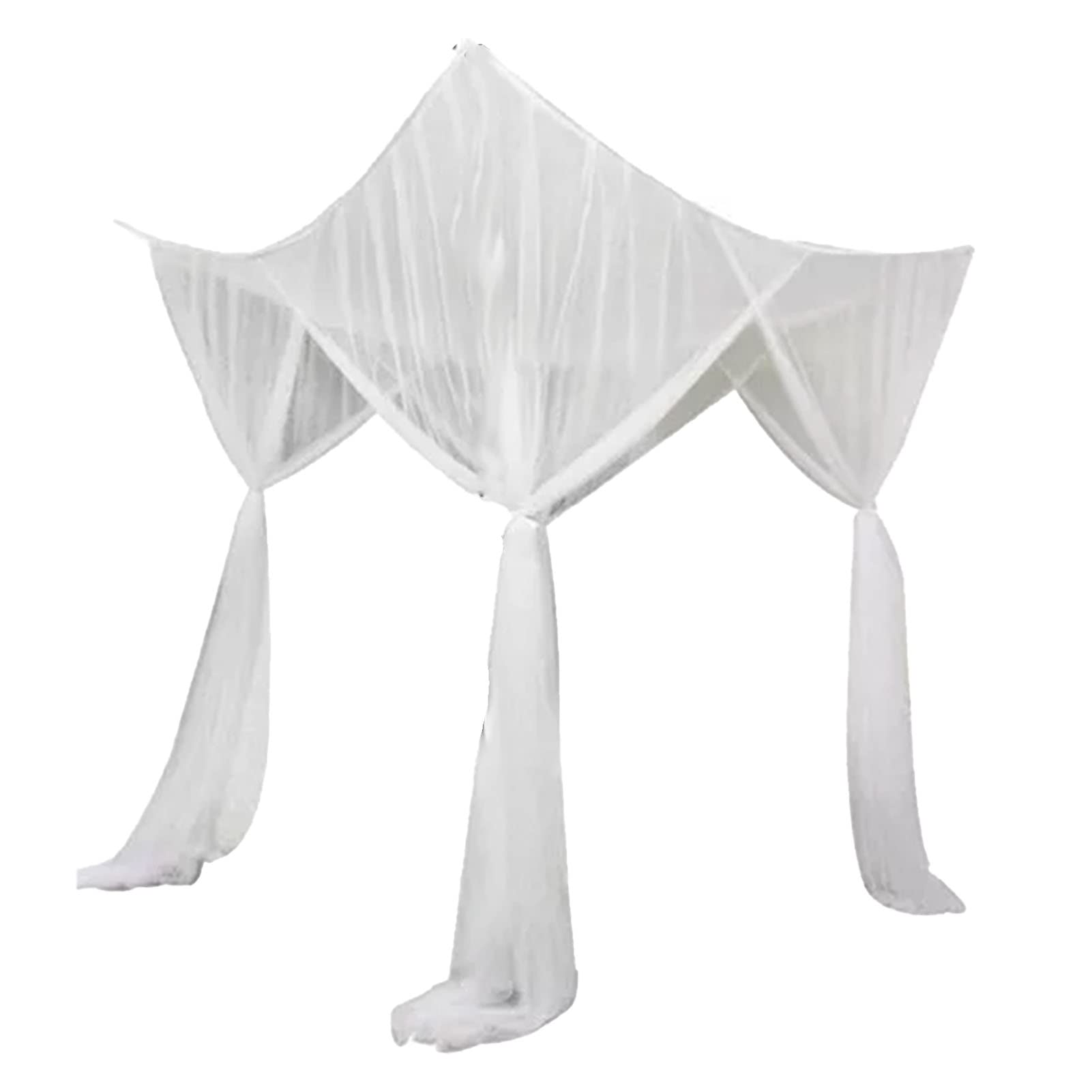 – Square Bed Canopy Polyester Netting with 4 Corner Design for Single Double King Bed