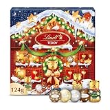 Lindt - Calendrier de l'Avent TEDDY - Assortiment de Chocolats au Lait - Idéal pour Noël, 124g