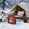 CAMPLUX Portable Propane Heater Outdoor and Indoor, 12000 BTU LP Gas Buddy Heater for Camping with ODS & Tip-over Protection, 1lb Propane Radiant Heating with LED light, Red