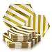 PARTY DISPOSABLE 36 PC DINNERWARE SET | 18 Dinner Plates | 18 Side Plates | Heavy Duty Disposable Paper Plates | Hexagon Design | for Upscale Wedding and Dining (Stripe Collection – White/Gold)