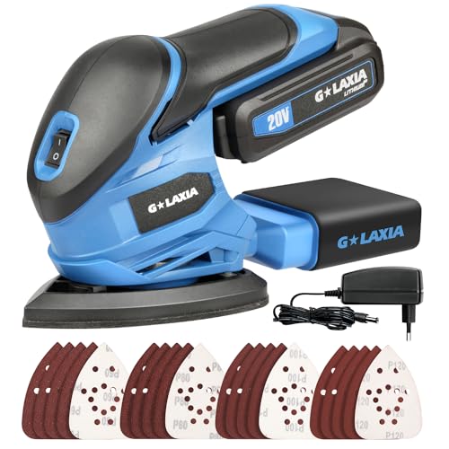 G LAXIA Cordless Detail Sanders 20V Li-ion 12000 RPM with Dust Collection System, 20Pcs Sandpapers, Battery and Charger Included, More Suitable for polishing Wood, Wall, Plaster 1 G LAXIA Cordless Detail Sanders 20V Li-ion 12000 RPM with Dust Collection System, 20Pcs Sandpapers, Battery and Charger Included, More Suitable for polishing Wood, Wall, Plaster