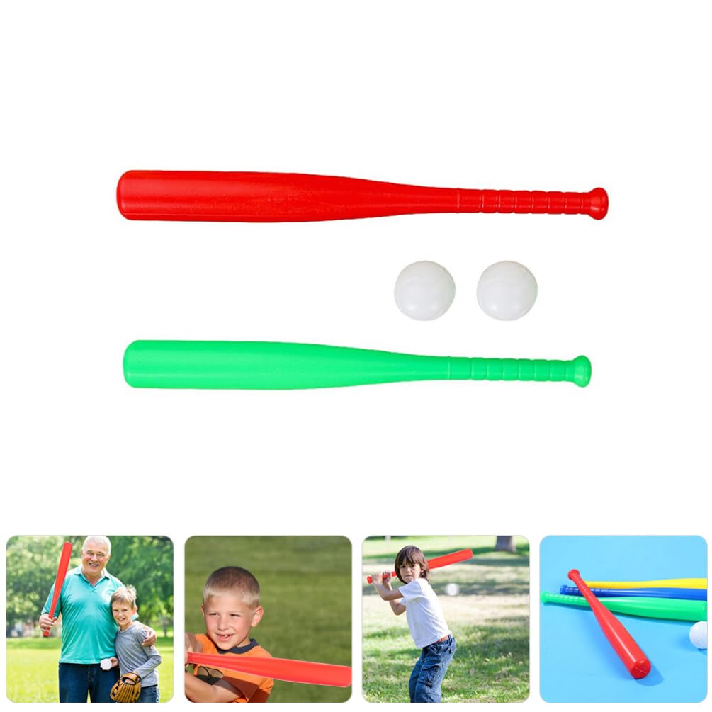 Toyvian 2 Sets Kids Baseball Bat Set, Plastic Baseball Bat and Ball Fun Baseball Practice Set T Ball Game Playing for Toddlers Boys Girls Outdoor Sport Toys