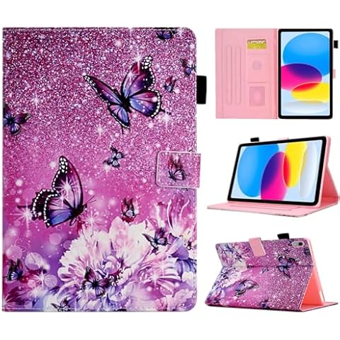 BYCeKe for iPad 10th Generation Case (10.9-inch, 2022 Version), Premium PU Leather Smart Folio Stand Cover Case for iPad 10th Generation 10.9 inch Tablet with Auto Wake/Sleep, Butterflies Cover