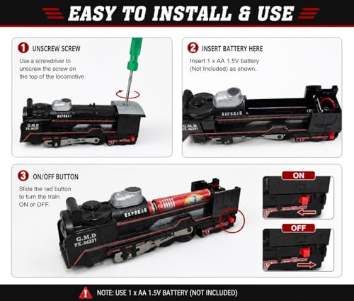 Image of Battery Operated Toy Train Set for Kids | Express Train with Track, Engine, Coal Carrier & Passenger Coach | Easy Assemble Railway Play Set | Light & Realistic Design | Gift for Boys & Girls