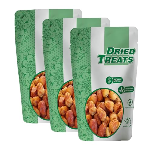 Image of Dried Treats Dried Fruits Nuts And Seeds (Peela Khajoor /Yellow Dates, 600g (3x200g))