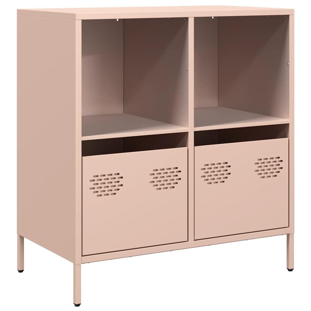 Credenza in metallo rosa, 2 cassetti, 68 x 39 x 73,5 cm
