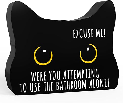 Miniatura 41 de ¿Estás haciendo caca? Cartel divertido, decoración de gato negro, decoración de baño de acrílico, decoración creativa para el hogar y baño, regalo