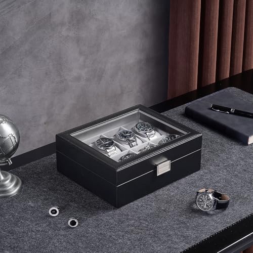 Image of ProCase Watch Box, 8 Slot Mens Watch Display Case, Black