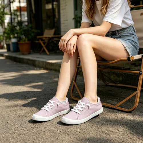 Image of Womens Slip On Shoes, Canvas Low Top Sneakers, Casual Classic Flat Shoes | Comfort Fashion Sneaker with Non Slip Rubber Outsole, Lightweight Tennis Shoes for Walking, Shopping, Picnic, Travel