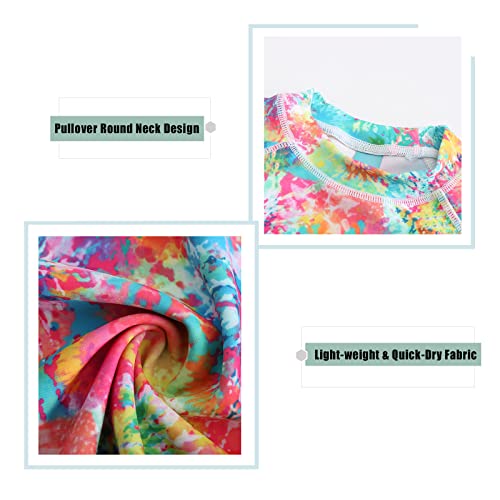 Girls Rash Guard Swimsuits Short Sleeve Swim Shirt for Kids Girls One Piece Bathing Suit Swimwear 7-16 Years4