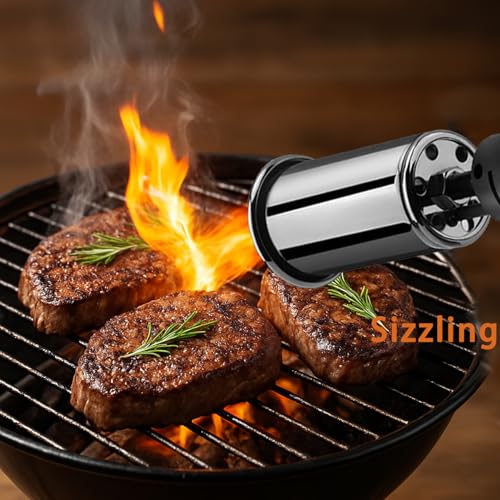 Image of Propane Torch Gun With One-Touch Max Fire, Adjustable Kitchen Torch, Powerful Propane Torch With Many Safety Features(Tank Not Included)-Blue