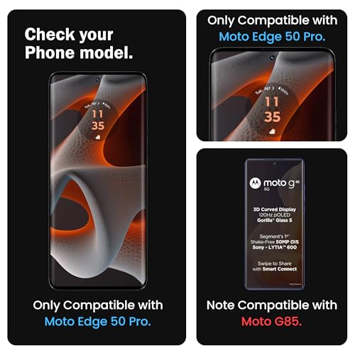 Image of FIRST MART HD+ UV Tempered Glass Camera Lens Compatible for Motorola Moto Edge 50 Pro 5G (6.7 Inch) With Black Camera Rings Guard & Installation Kit | Edge-To-Edge Protector Coverage | Black